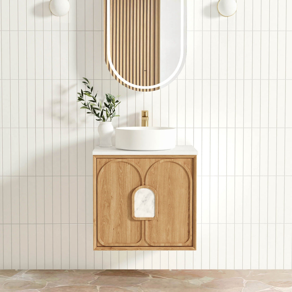 OTTI LAGUNA MARK II WOODLAND OAK 600MM SINGLE BOWL WALL HUNG VANITY
