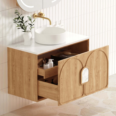 OTTI LAGUNA MARK II WOODLAND OAK 900MM SINGLE BOWL WALL HUNG VANITY