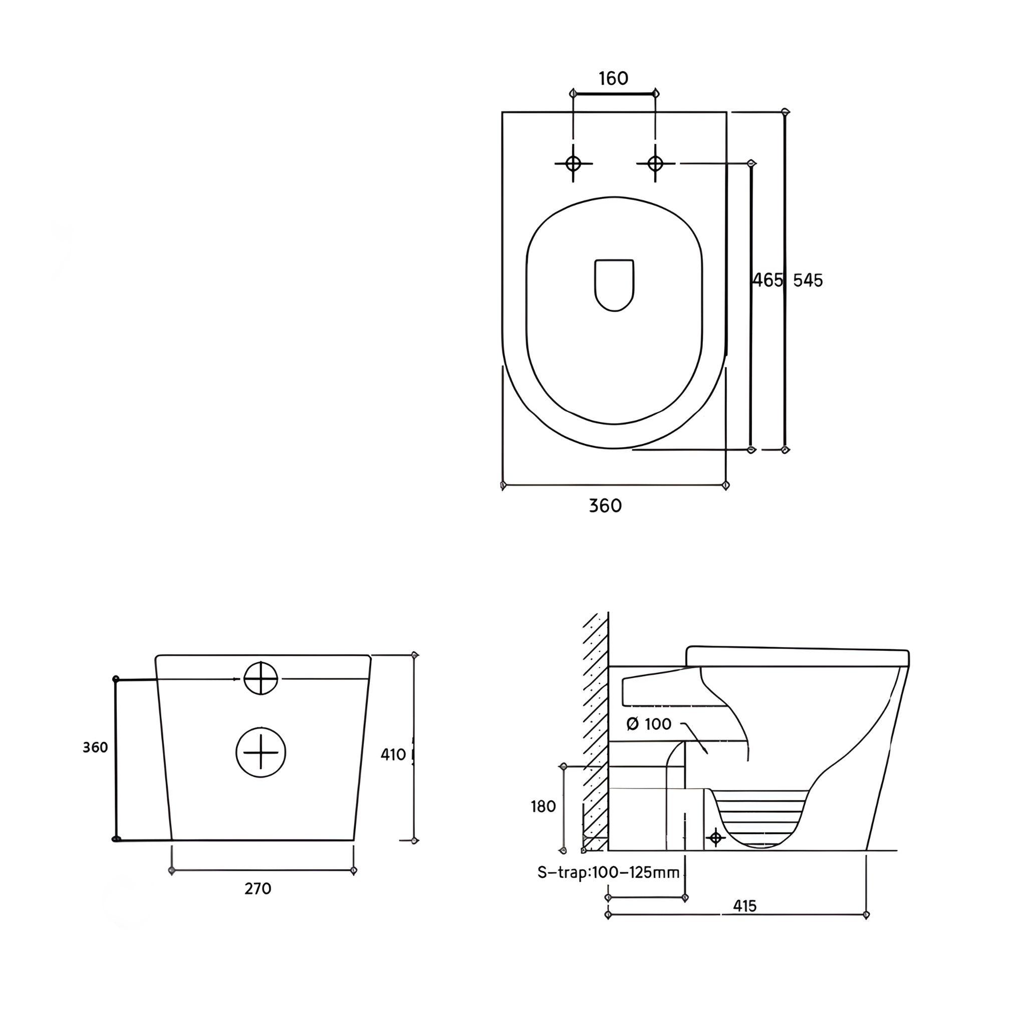 LUKKA ACADIA TORNADO RIMLESS WALL FACED FLOOR PAN GLOSS WHITE