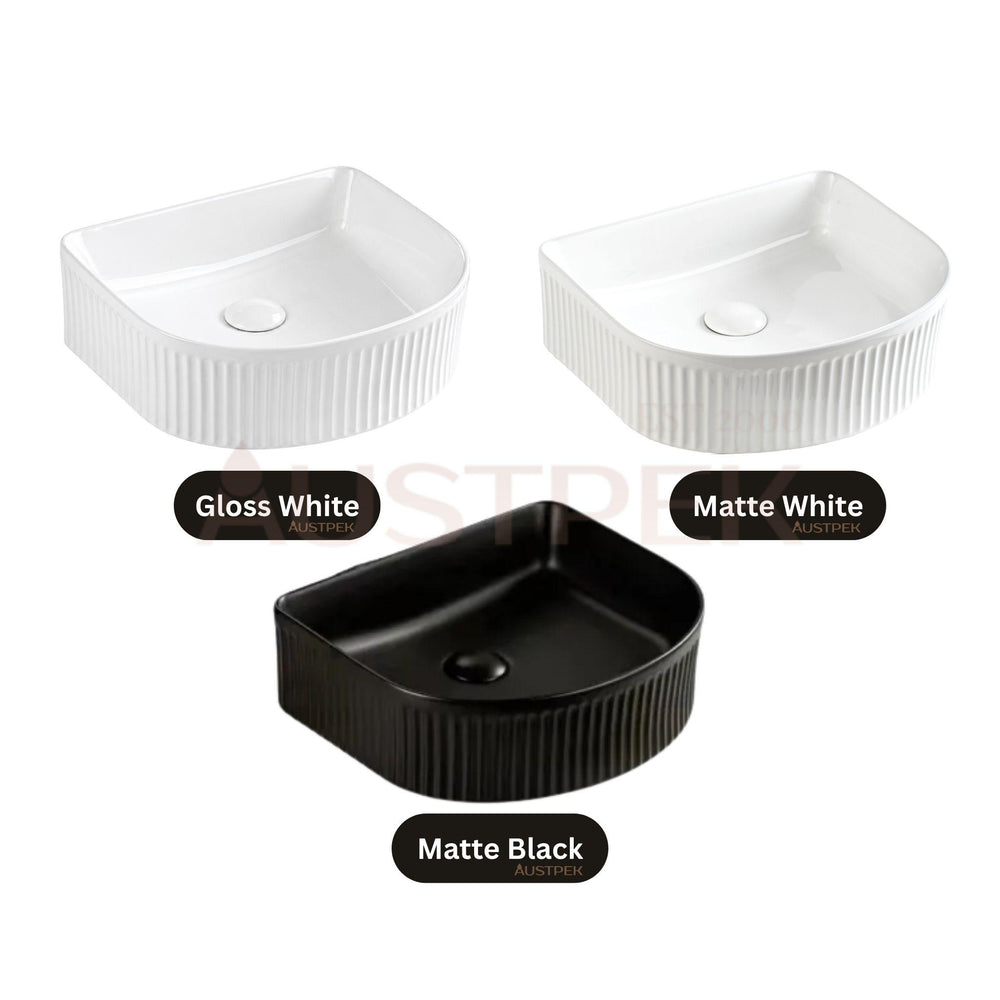 LUKKA ARCO FLUTED ABOVE COUNTER BASIN MATTE BLACK 400MM