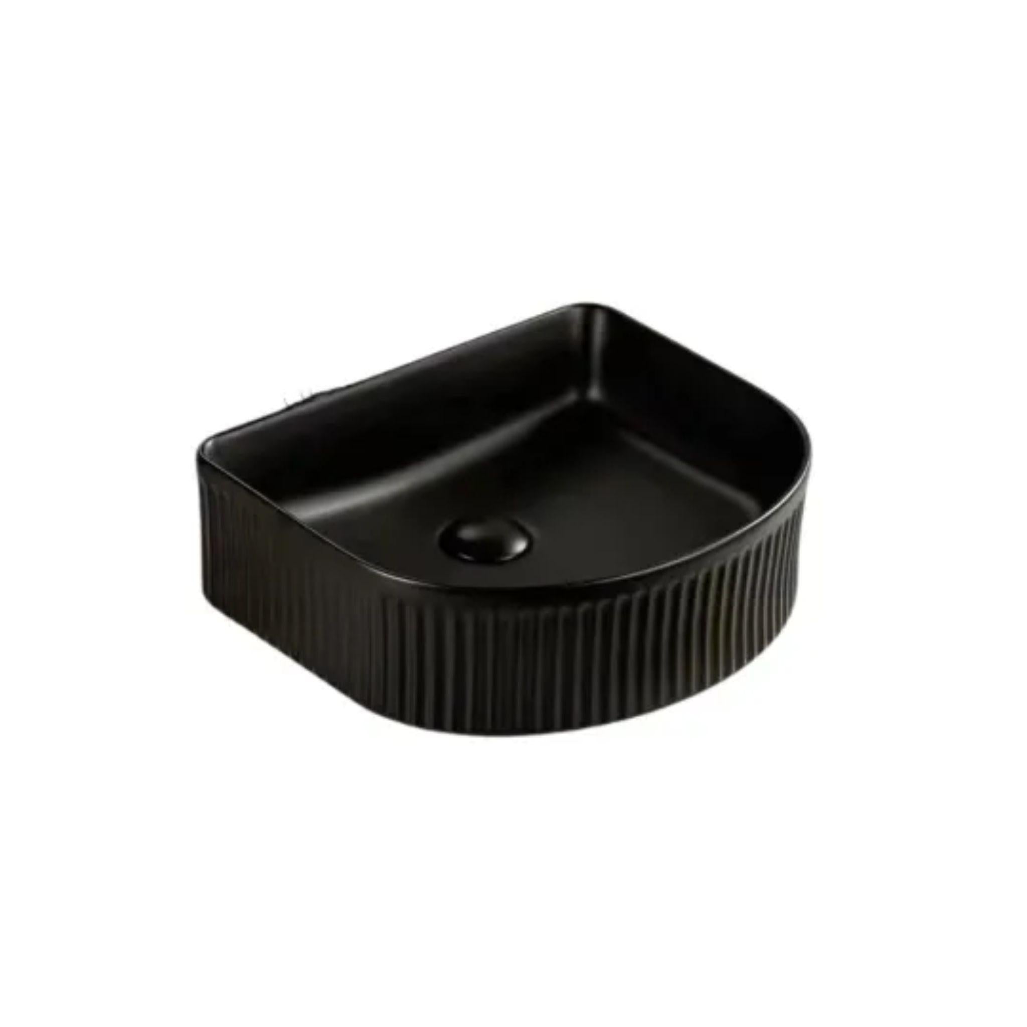 LUKKA ARCO FLUTED ABOVE COUNTER BASIN MATTE BLACK 400MM