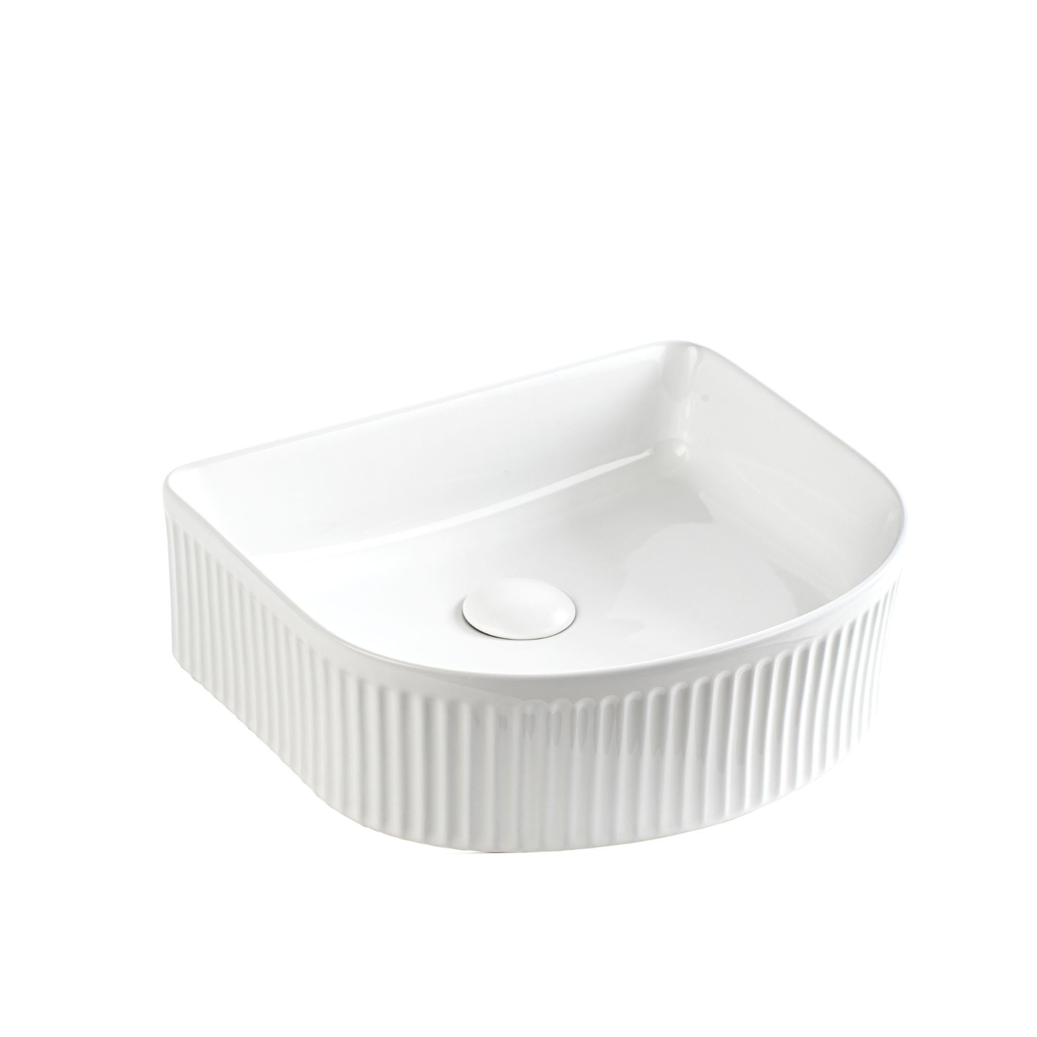 LUKKA ARCO FLUTED ABOVE COUNTER BASIN GLOSS WHITE 400MM