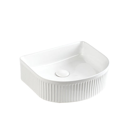 LUKKA ARCO FLUTED ABOVE COUNTER BASIN GLOSS WHITE 400MM