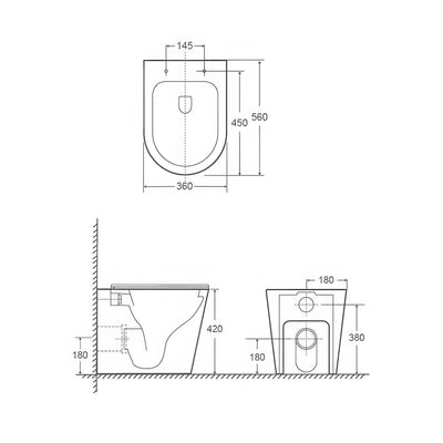 LUKKA AGENA RIMLESS WALL FACED FLOOR PAN GLOSS WHITE
