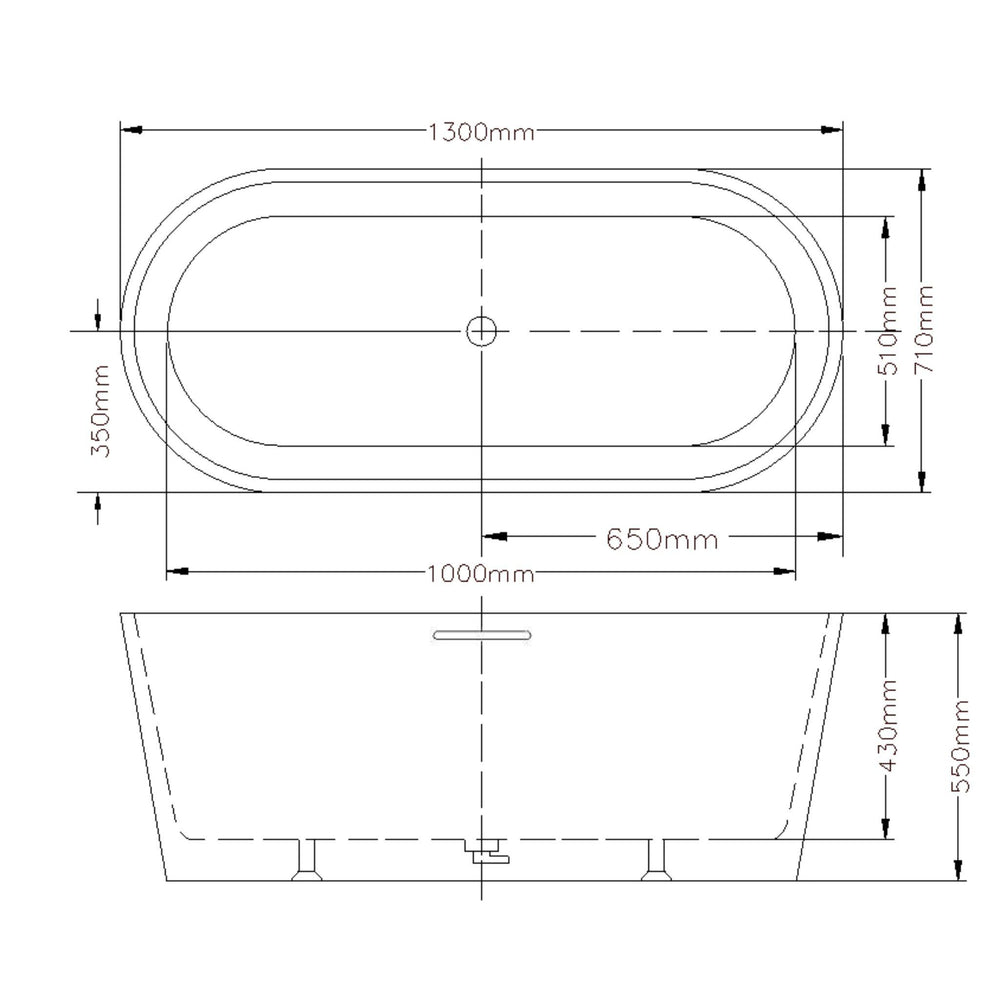 LUKKA AGENA FREESTANDING BATHTUB WITH OVERFLOW GLOSS WHITE (AVAILABLE IN MULTIPLE SIZES)