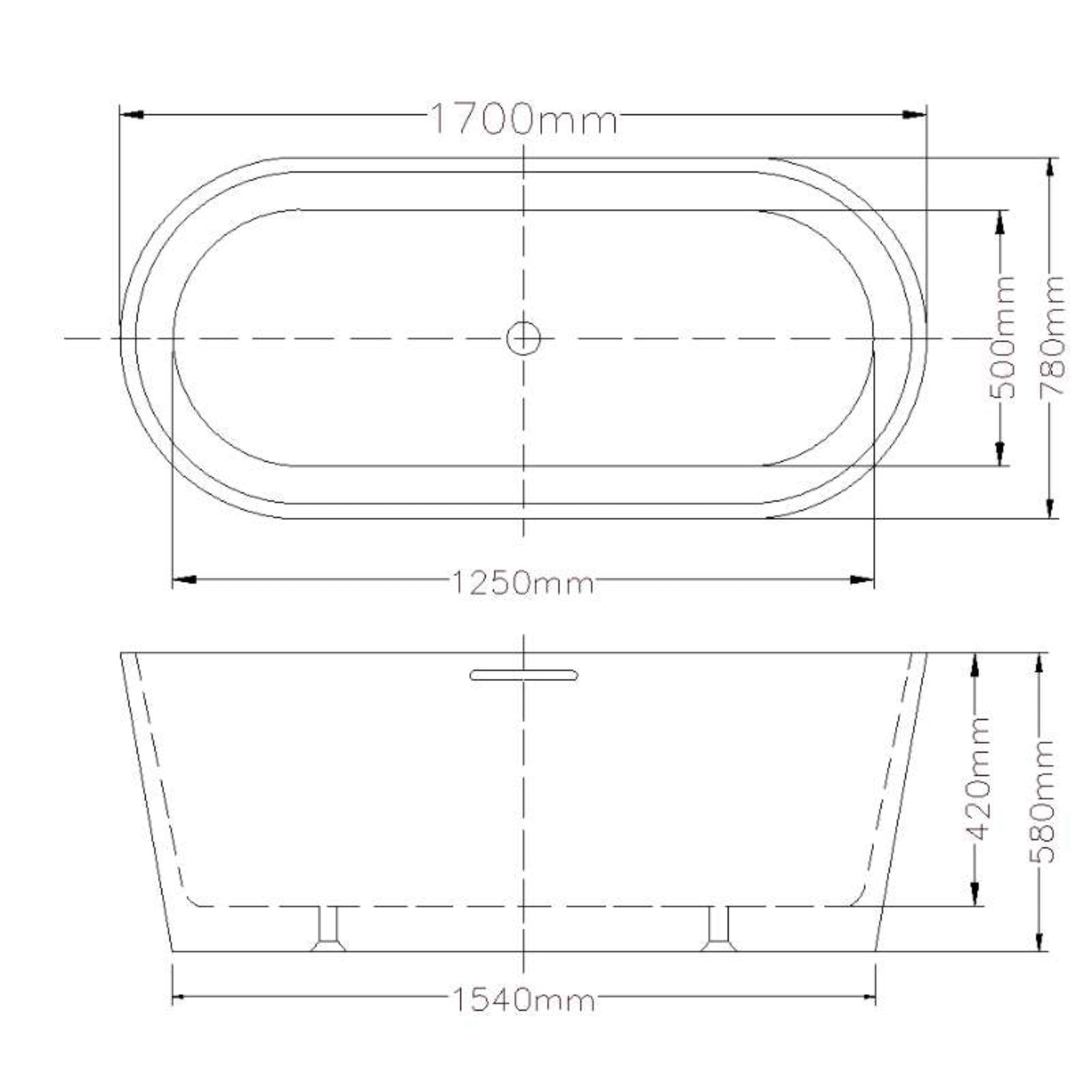 LUKKA AGENA FREESTANDING BATHTUB WITH OVERFLOW GLOSS WHITE (AVAILABLE IN MULTIPLE SIZES)