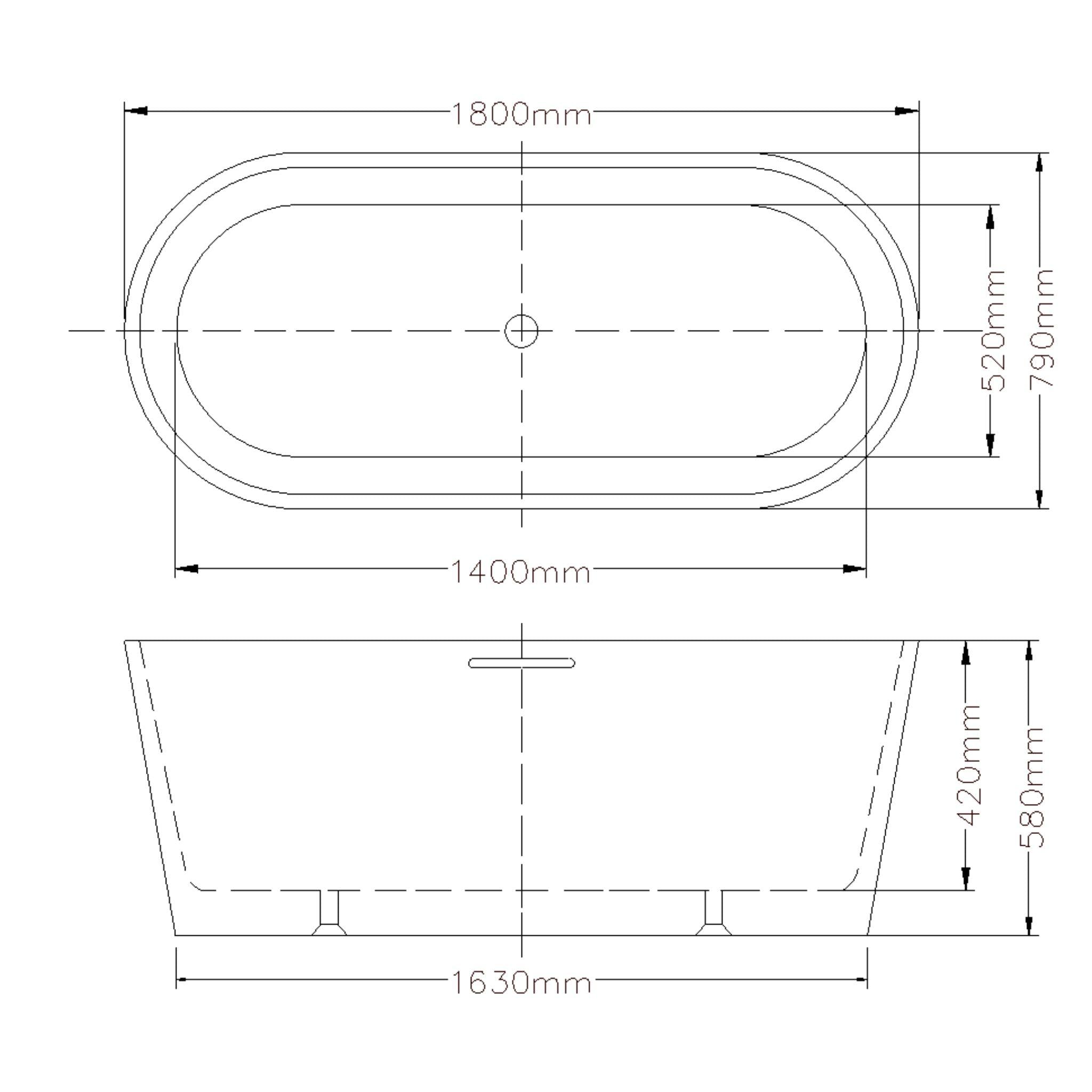 LUKKA AGENA FREESTANDING BATHTUB WITH OVERFLOW GLOSS WHITE (AVAILABLE IN MULTIPLE SIZES)