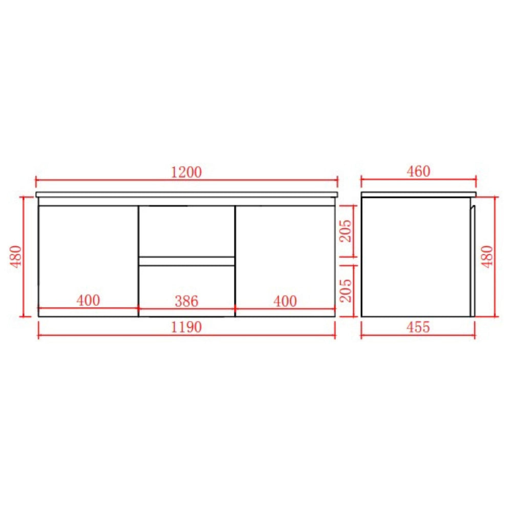 LUKKA ALPHA GLOSS WHITE 1200MM DOUBLE BOWL WALL HUNG VANITY