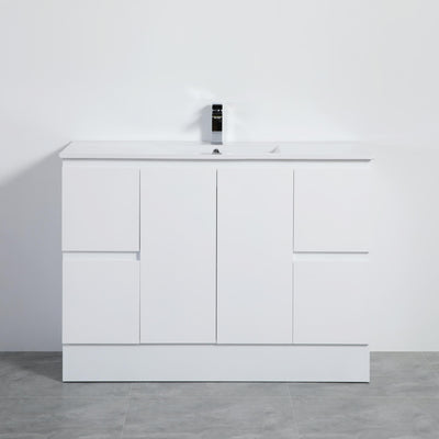 LUKKA ALPHA GLOSS WHITE 1200MM SINGLE BOWL FLOOR STANDING VANITY WITH KICKBOARD