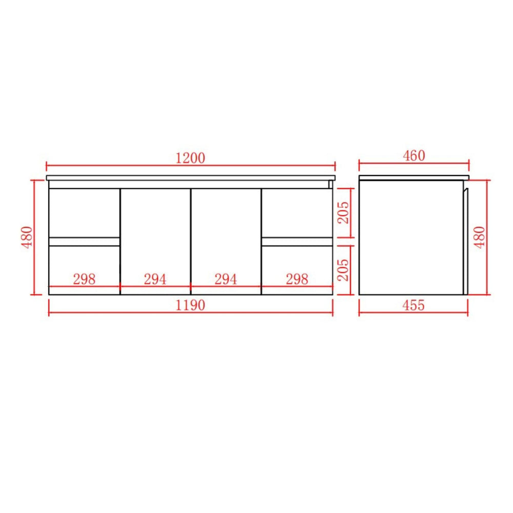 LUKKA ALPHA GLOSS WHITE 1200MM SINGLE BOWL WALL HUNG VANITY