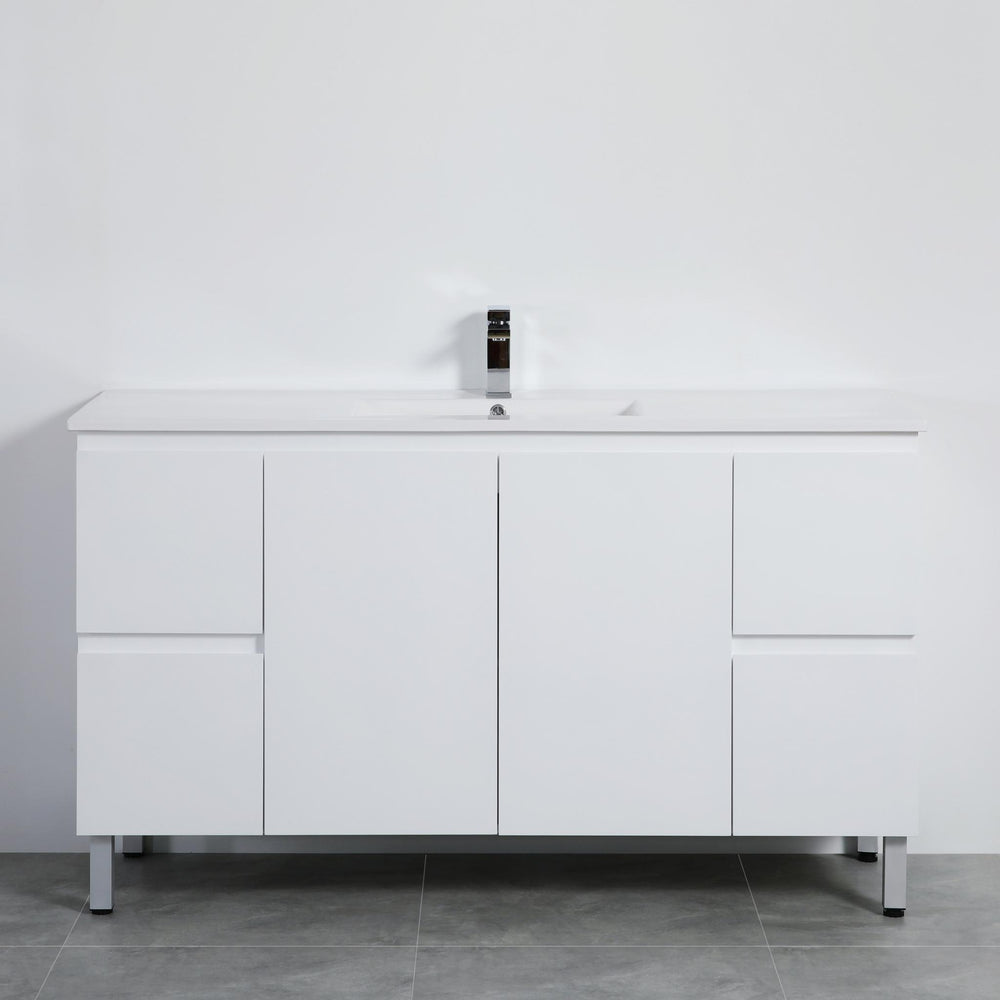 LUKKA ALPHA GLOSS WHITE 1500MM SINGLE BOWL FLOOR STANDING VANITY