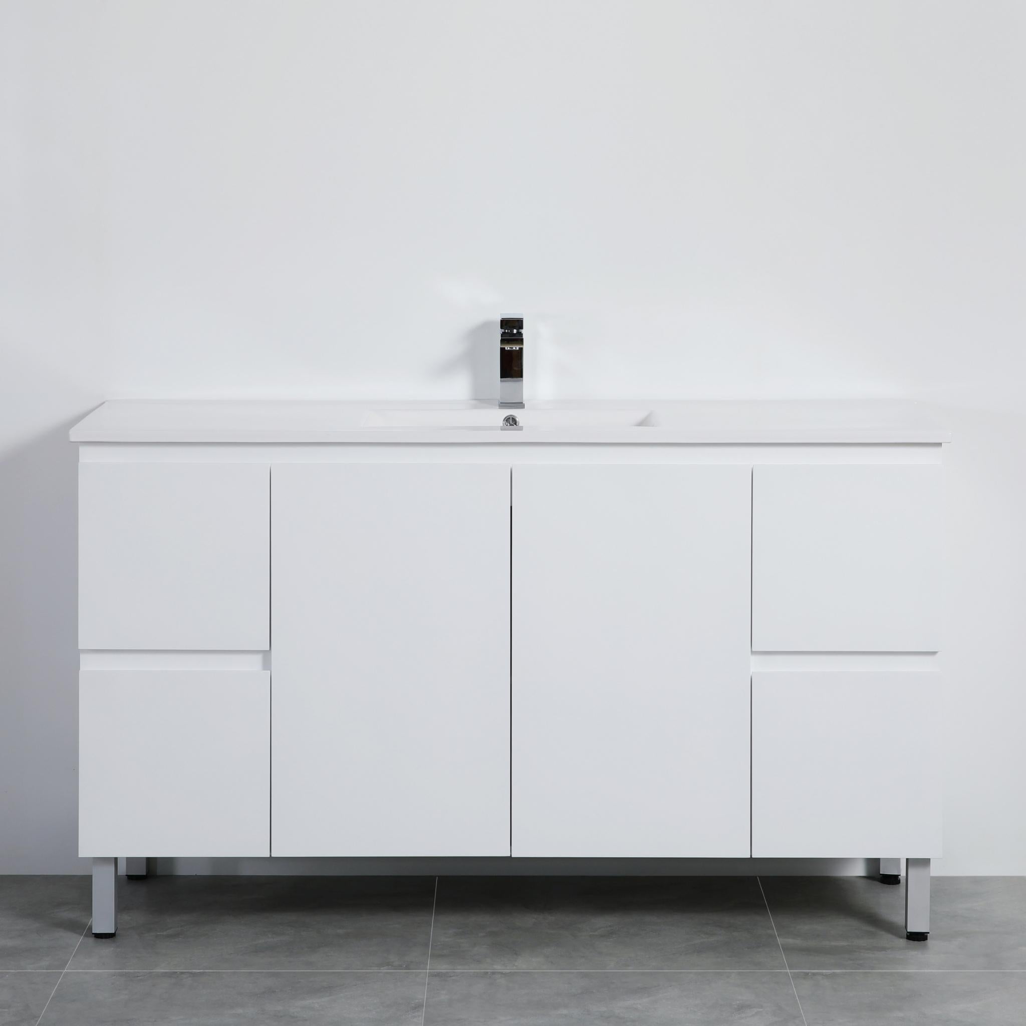 LUKKA ALPHA GLOSS WHITE 1500MM SINGLE BOWL FLOOR STANDING VANITY