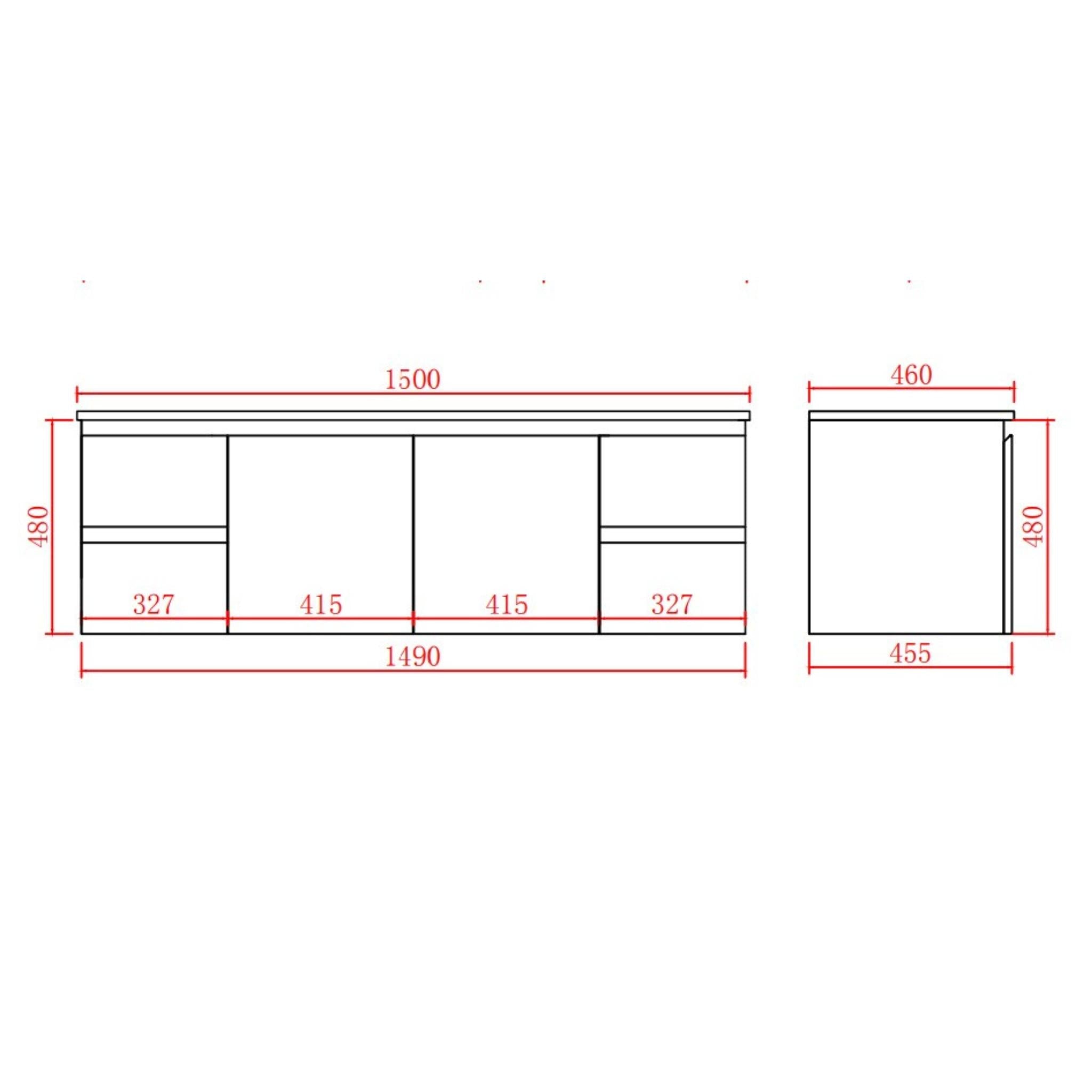 LUKKA ALPHA GLOSS WHITE 1500MM SINGLE BOWL WALL HUNG VANITY