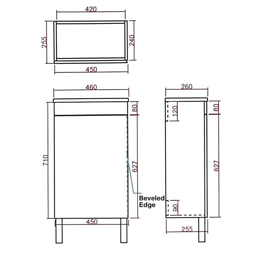 LUKKA ALPHA MINI GLOSS WHITE 450MM SPACE SAVING SINGLE BOWL FLOOR STANDING VANITY