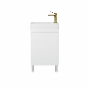 LUKKA ALPHA MINI GLOSS WHITE 450MM SPACE SAVING SINGLE BOWL FLOOR STANDING VANITY