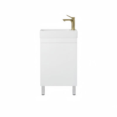 LUKKA ALPHA MINI GLOSS WHITE 450MM SPACE SAVING SINGLE BOWL FLOOR STANDING VANITY