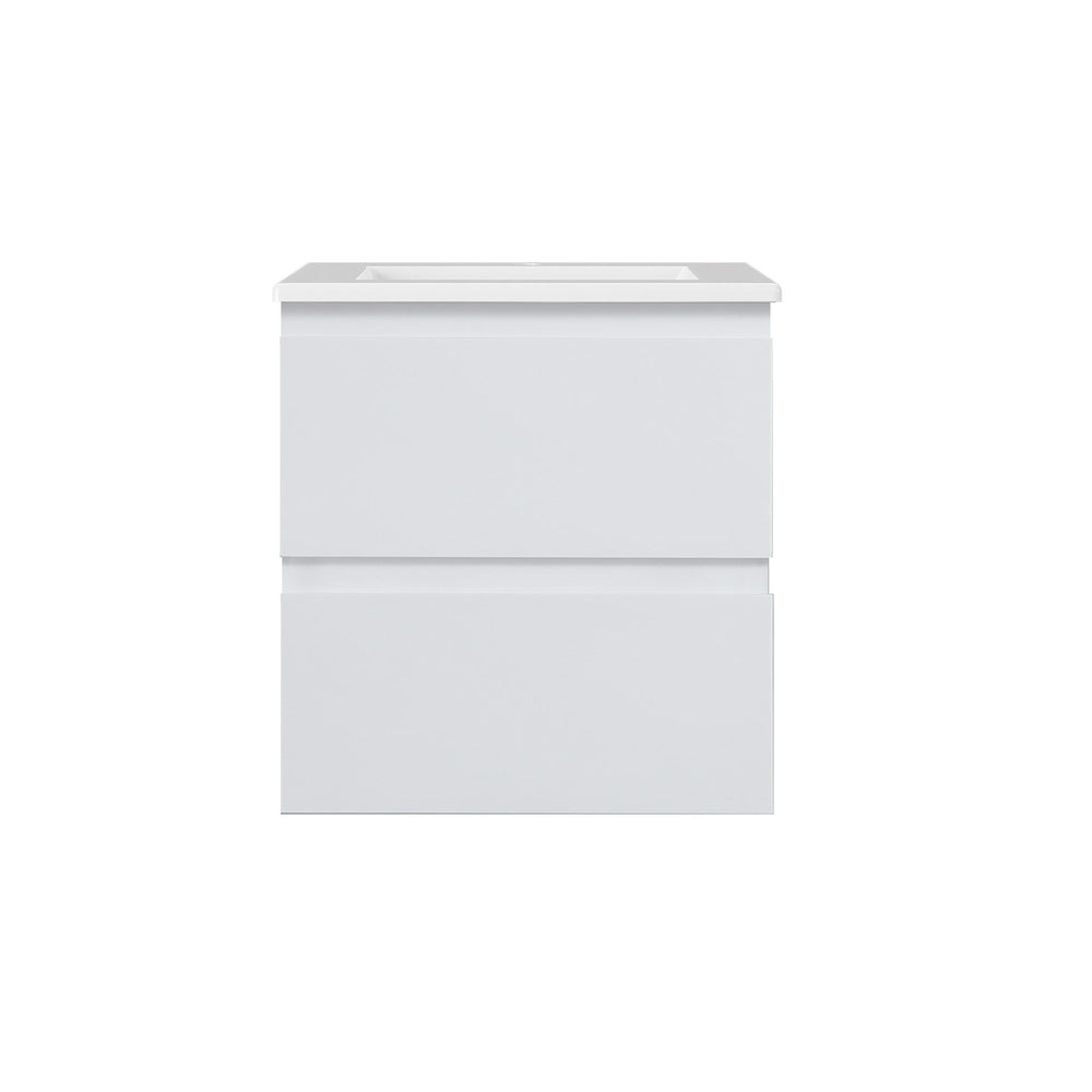LUKKA ALPHA GLOSS WHITE 600MM SINGLE BOWL WALL HUNG VANITY