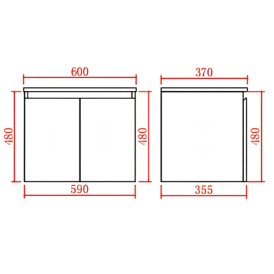 LUKKA ALPHA ENSUITE GLOSS WHITE 600MM SPACE SAVING WALL HUNG VANITY