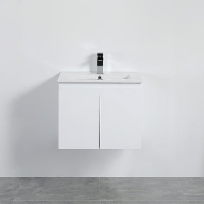 LUKKA ALPHA ENSUITE GLOSS WHITE 600MM SPACE SAVING WALL HUNG VANITY