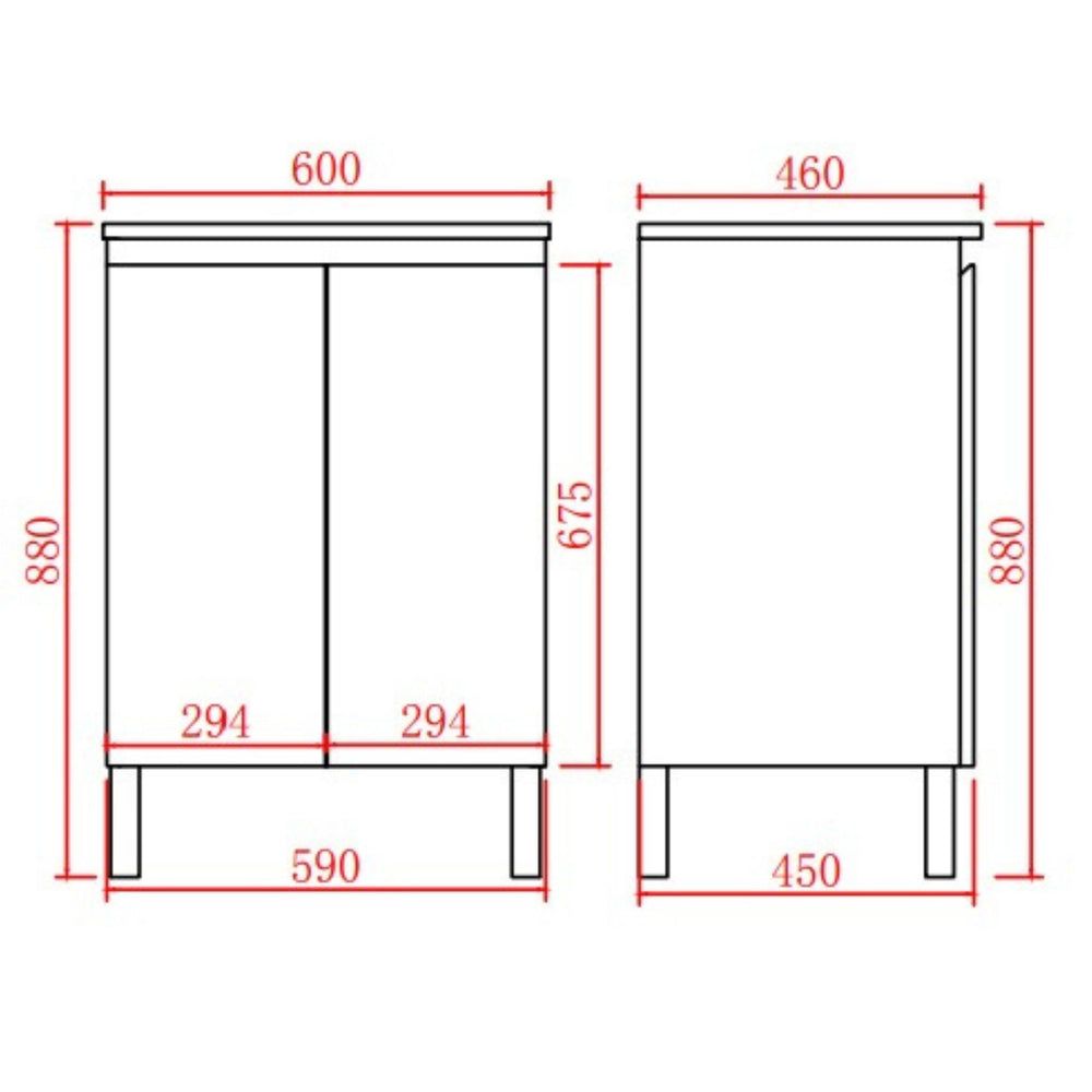 LUKKA ALPHA GLOSS WHITE 600MM SINGLE BOWL FLOOR STANDING VANITY