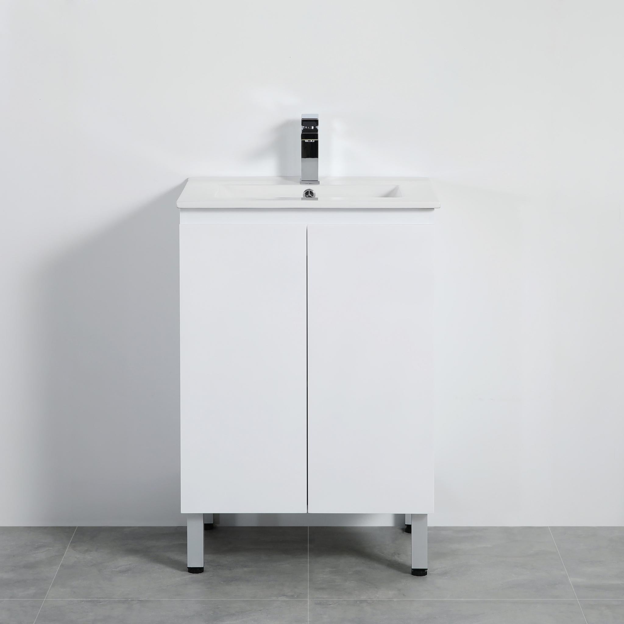 LUKKA ALPHA GLOSS WHITE 600MM SINGLE BOWL FLOOR STANDING VANITY