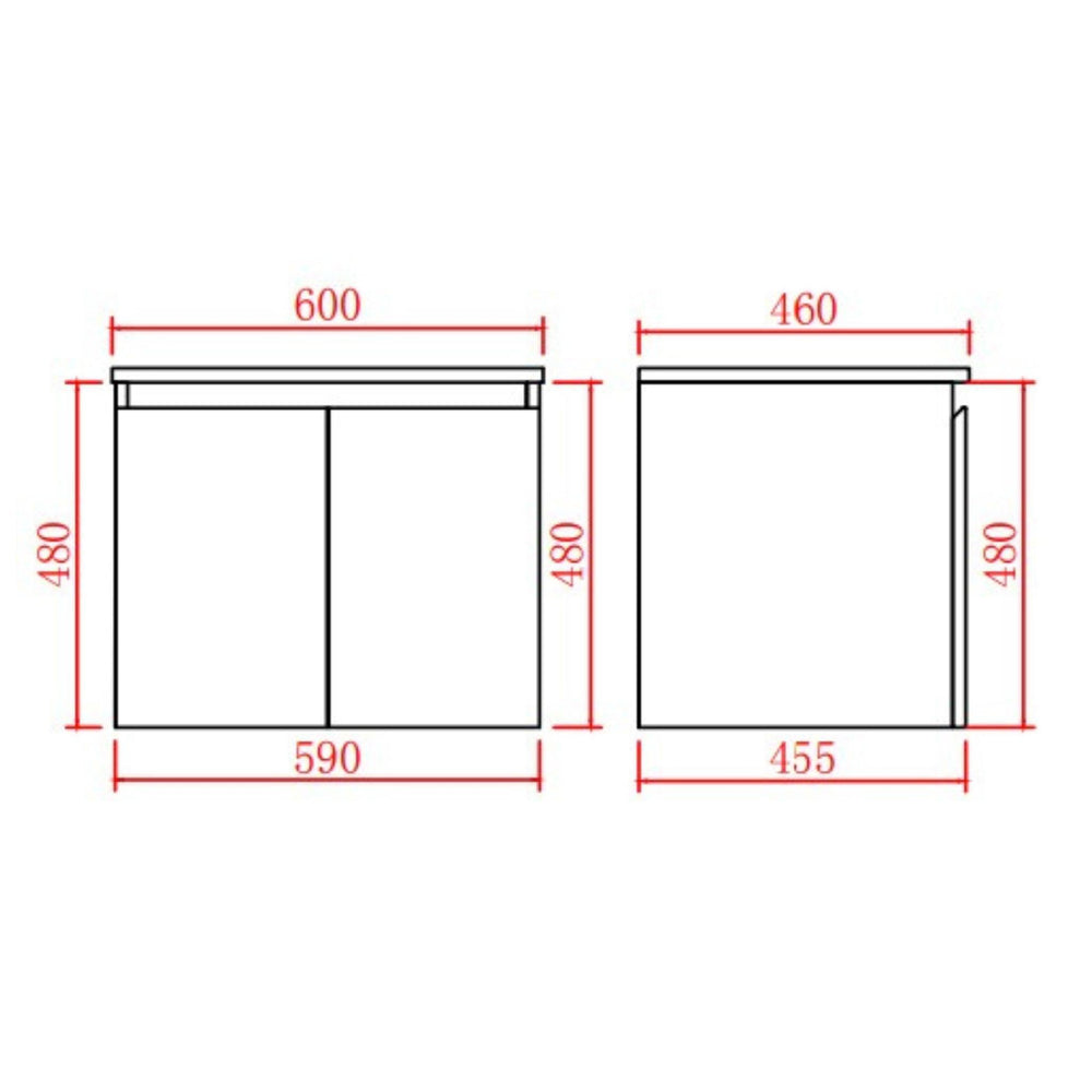 LUKKA ALPHA GLOSS WHITE 600MM SINGLE BOWL WALL HUNG VANITY