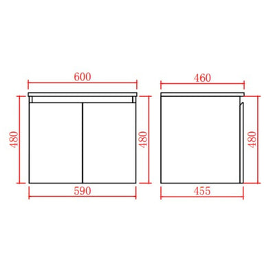LUKKA ALPHA GLOSS WHITE 600MM SINGLE BOWL WALL HUNG VANITY