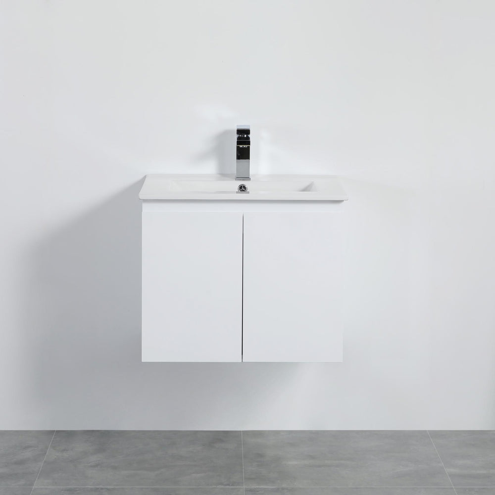 LUKKA ALPHA GLOSS WHITE 600MM SINGLE BOWL WALL HUNG VANITY