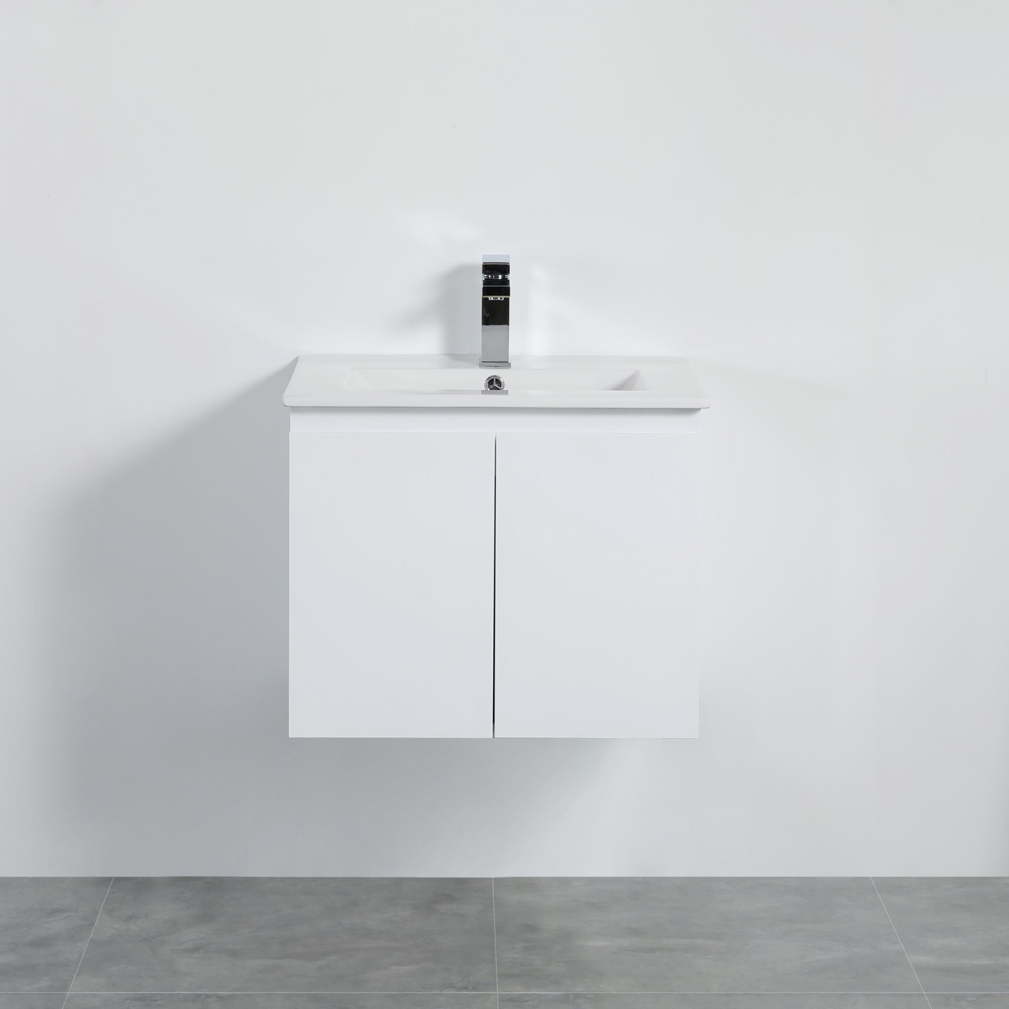 LUKKA ALPHA GLOSS WHITE 600MM SINGLE BOWL WALL HUNG VANITY