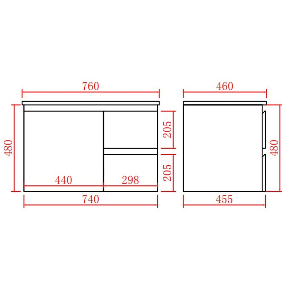LUKKA ALPHA GLOSS WHITE 750MM SINGLE BOWL WALL HUNG VANITY (AVAILABLE IN LEFT AND RIGHT HAND DRAWER)