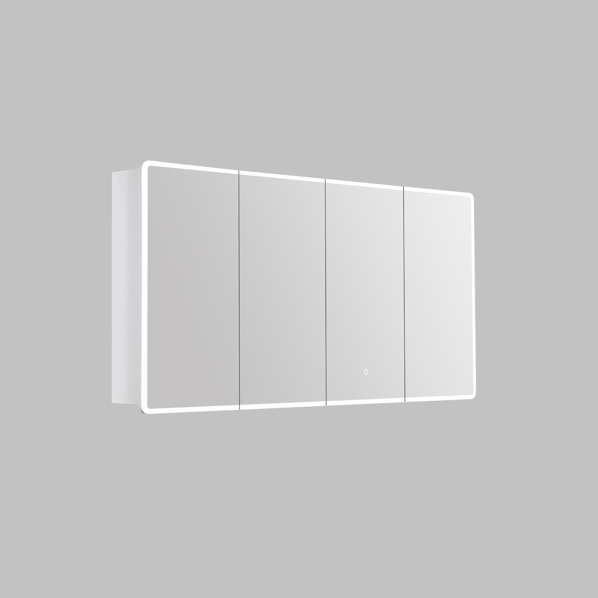 LUKKA AVOLA MATTE WHITE LED MIRROR SHAVING CABINET WITH 3 COLOUR LIGHTS 1500X750MM