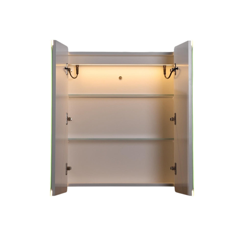 LUKKA AVOLA MATTE WHITE LED MIRROR SHAVING CABINET WITH 3 COLOUR LIGHTS 600X750MM