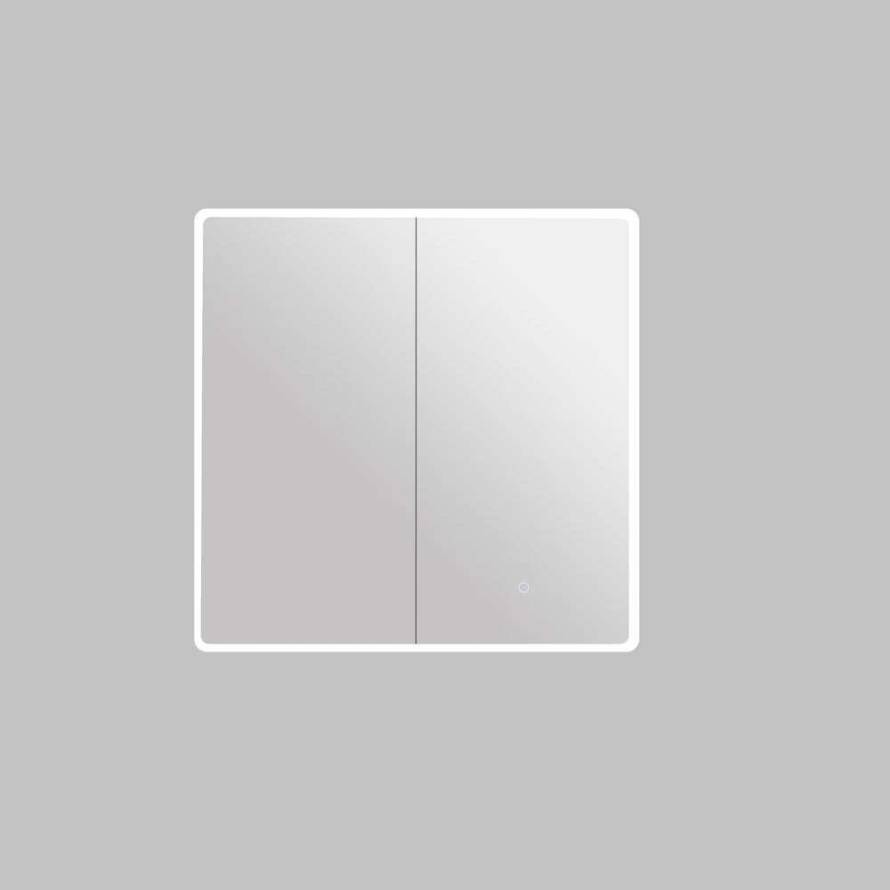 LUKKA AVOLA MATTE WHITE LED MIRROR SHAVING CABINET WITH 3 COLOUR LIGHTS 750X750MM