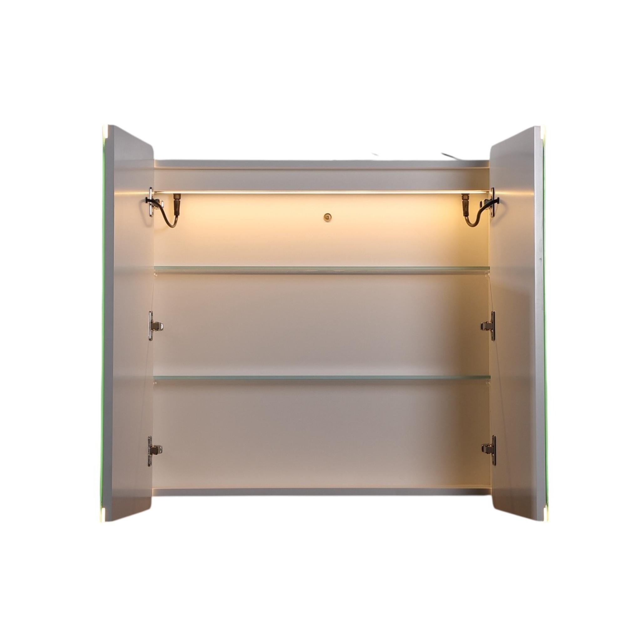 LUKKA AVOLA MATTE WHITE LED MIRROR SHAVING CABINET WITH 3 COLOUR LIGHTS 750X750MM