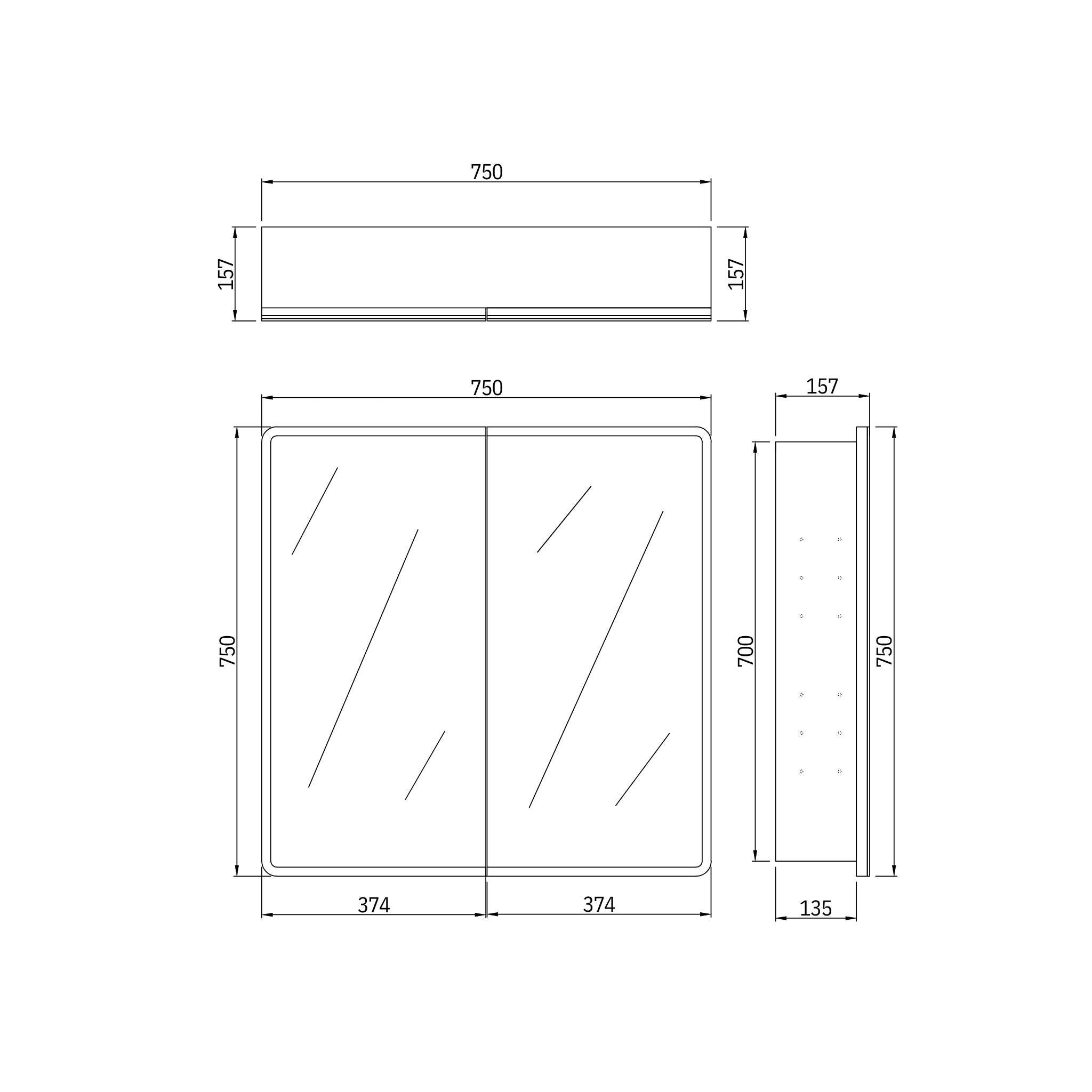 LUKKA AVOLA MATTE WHITE LED MIRROR SHAVING CABINET WITH 3 COLOUR LIGHTS 750X750MM