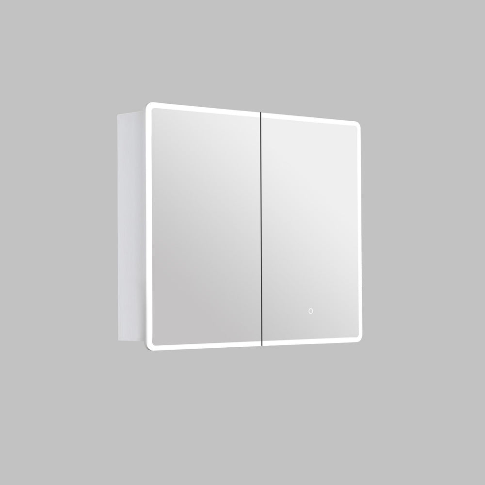 LUKKA AVOLA MATTE WHITE LED MIRROR SHAVING CABINET WITH 3 COLOUR LIGHTS 900X750MM