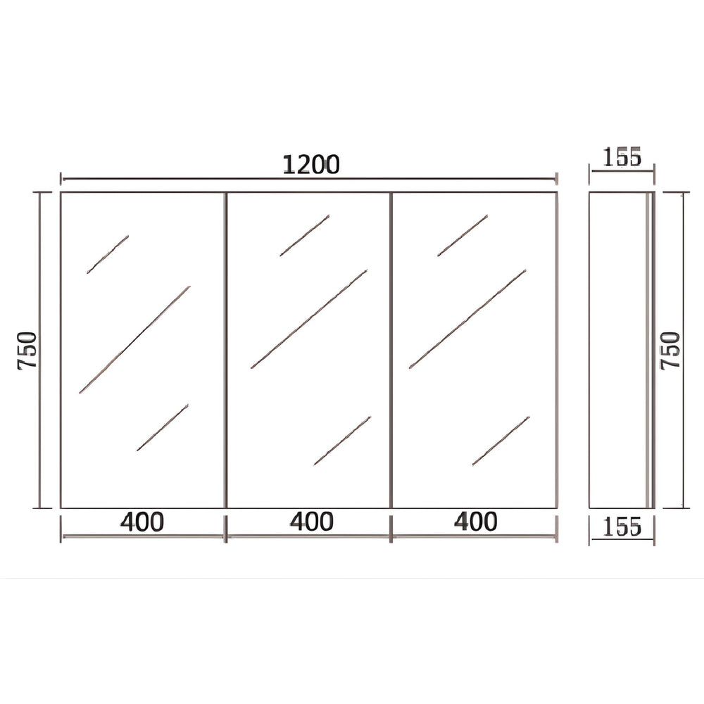 LUKKA ALPHA GLOSS WHITE PVC SHAVING CABINET 1200X750MM
