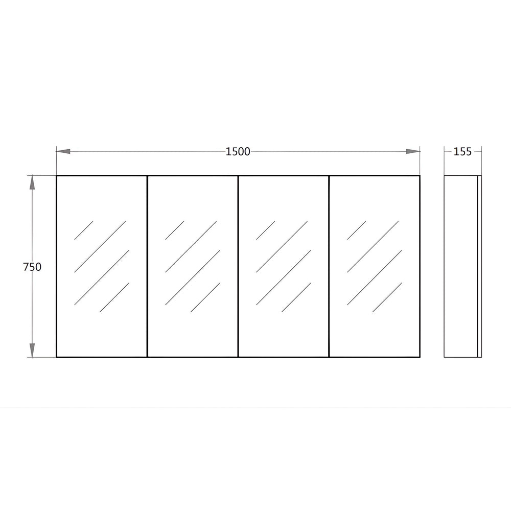 LUKKA ALPHA GLOSS WHITE PVC SHAVING CABINET 1500X750MM
