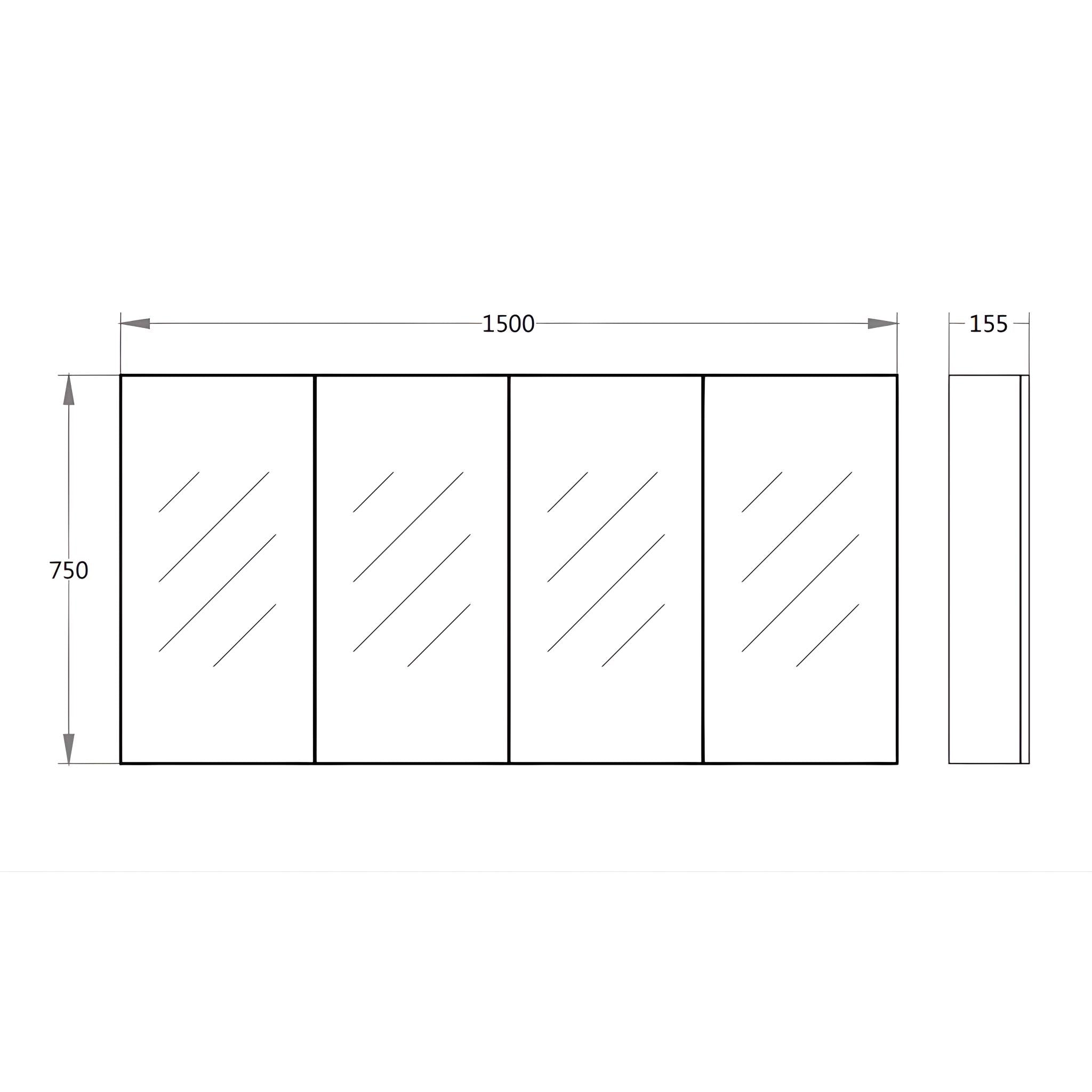 LUKKA ALPHA GLOSS WHITE PVC SHAVING CABINET 1500X750MM