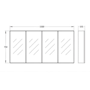 LUKKA ALPHA GLOSS WHITE PVC SHAVING CABINET 1500X750MM
