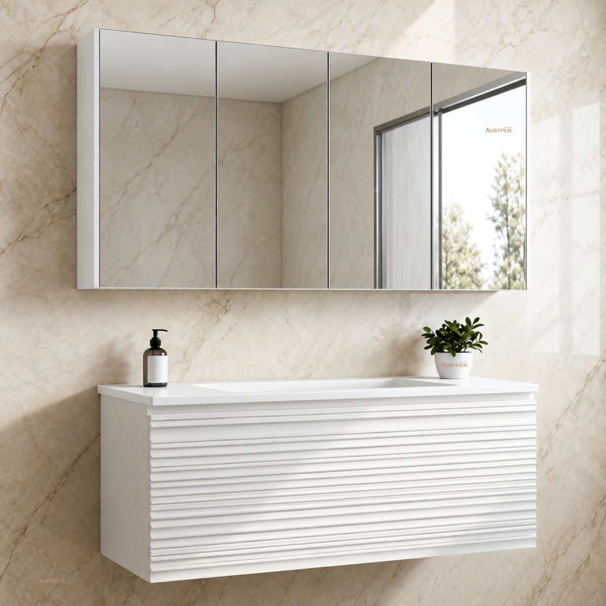 LUKKA ALPHA GLOSS WHITE PVC SHAVING CABINET 1500X750MM