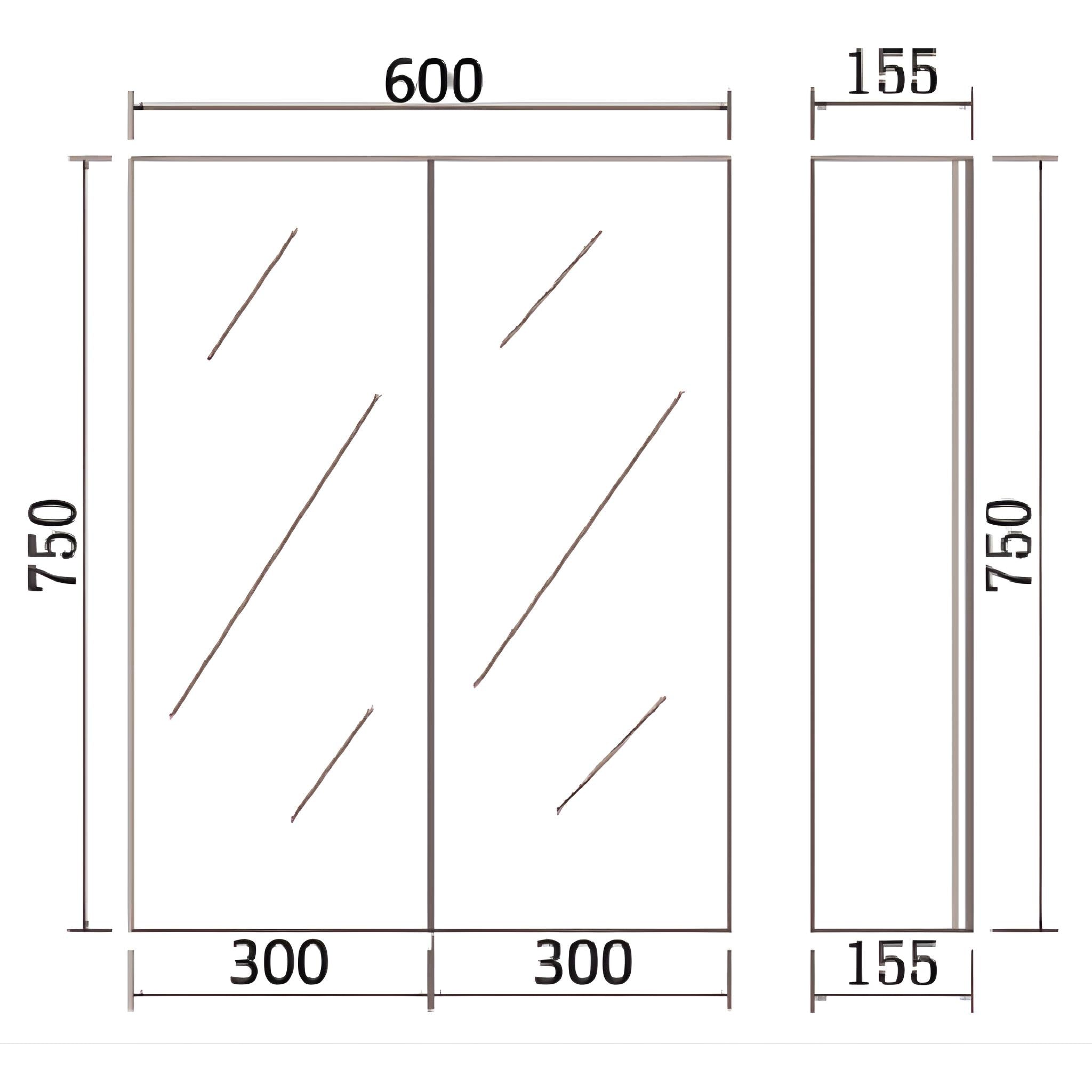 LUKKA ALPHA GLOSS WHITE PVC SHAVING CABINET 600X750MM