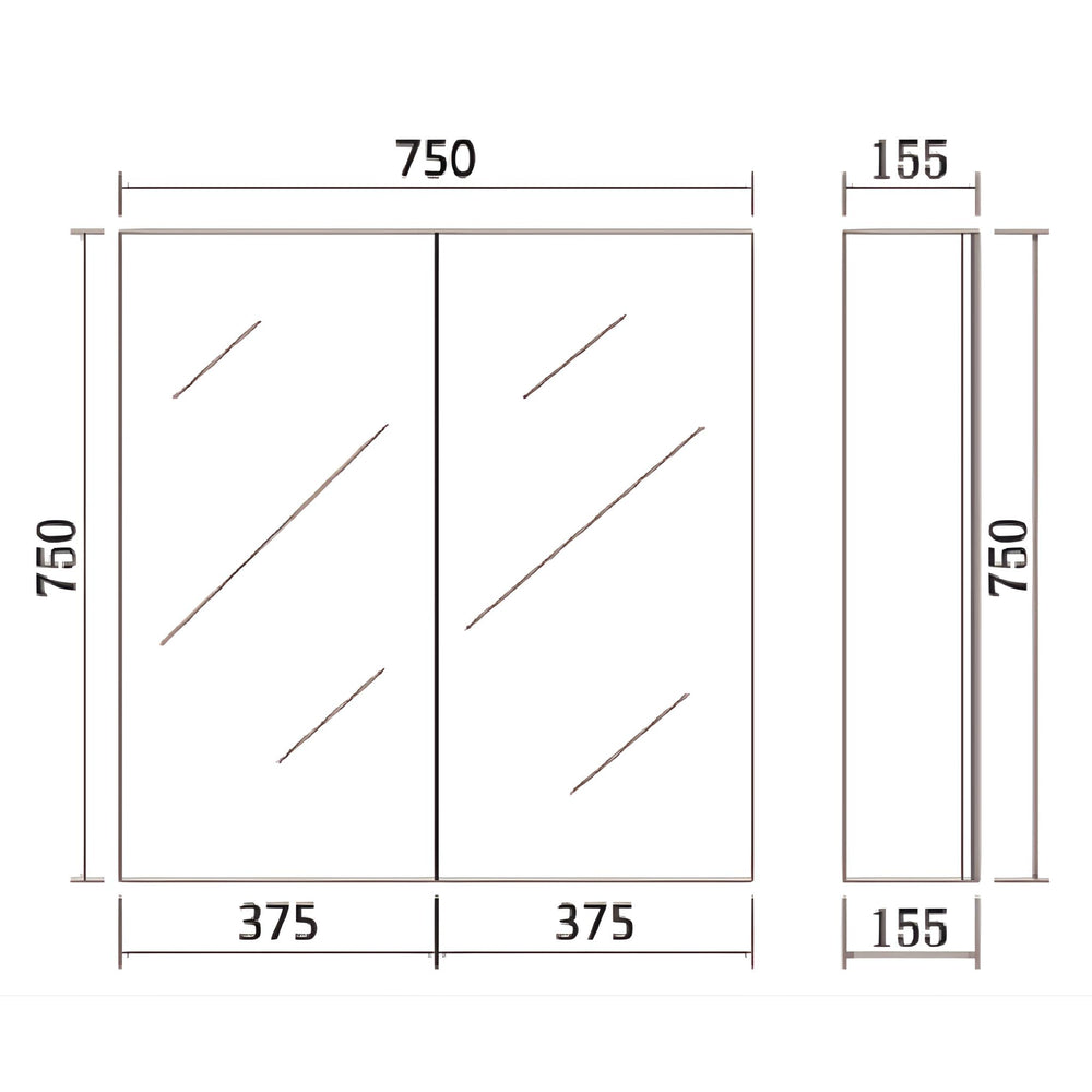 LUKKA ALPHA GLOSS WHITE PVC SHAVING CABINET 750X750MM
