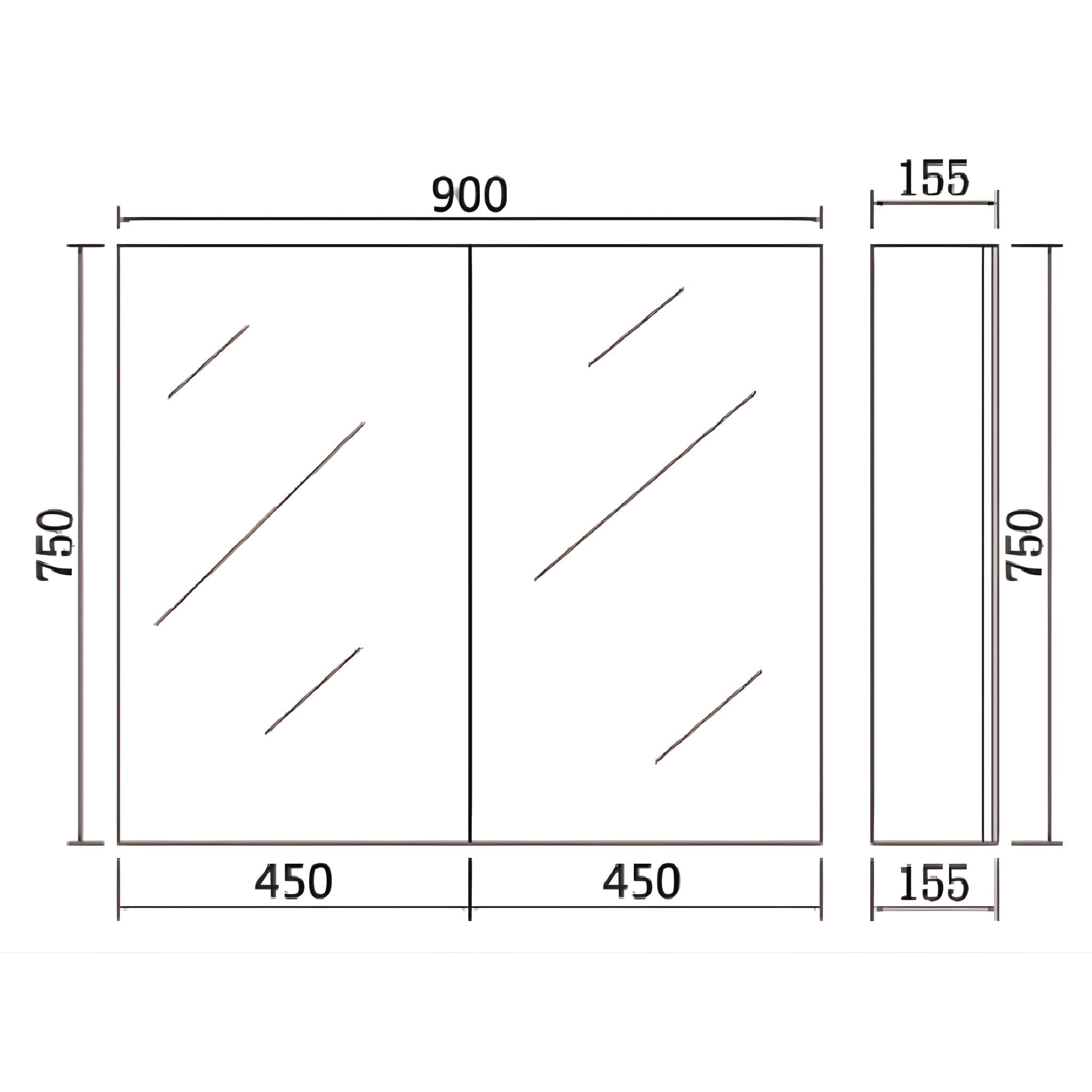 LUKKA ALPHA GLOSS WHITE PVC SHAVING CABINET 900X750MM