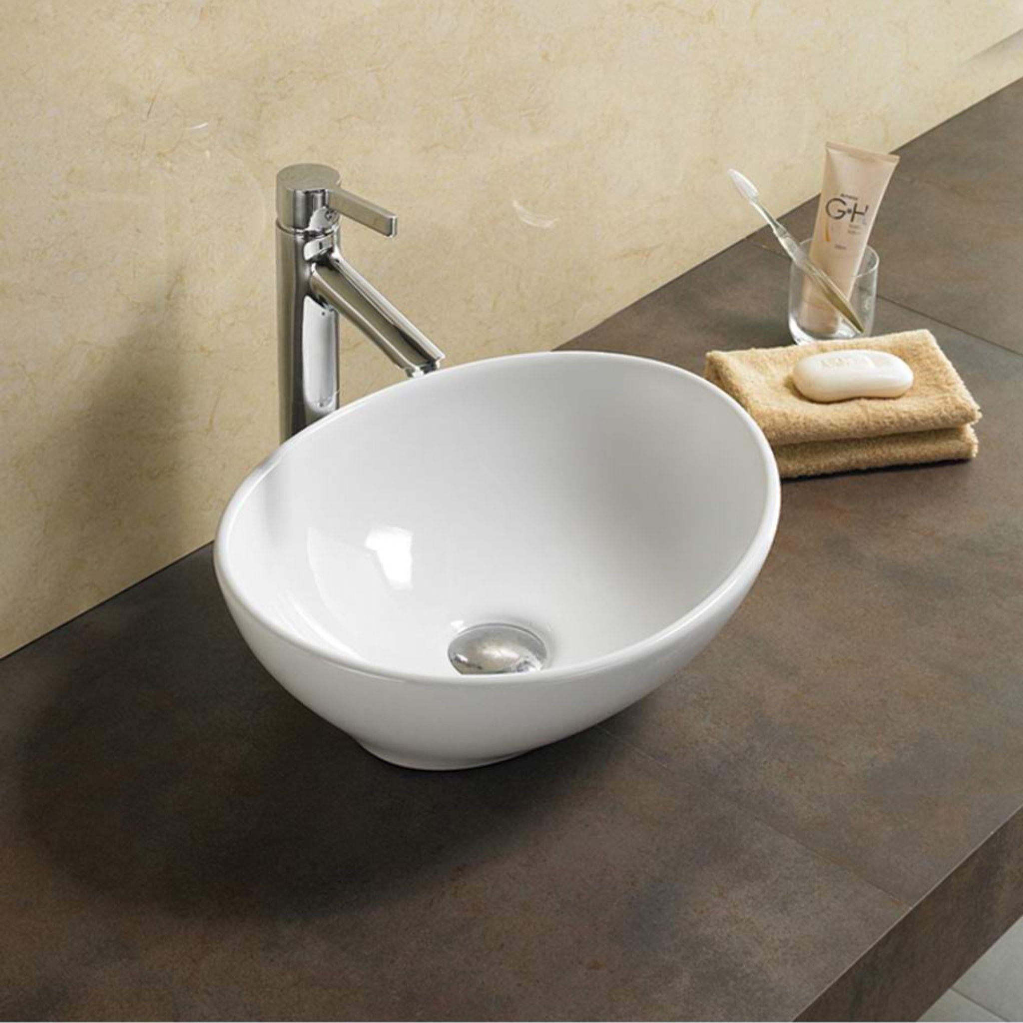 LUKKA BIRCH ABOVE COUNTER BASIN GLOSS WHITE 410MM
