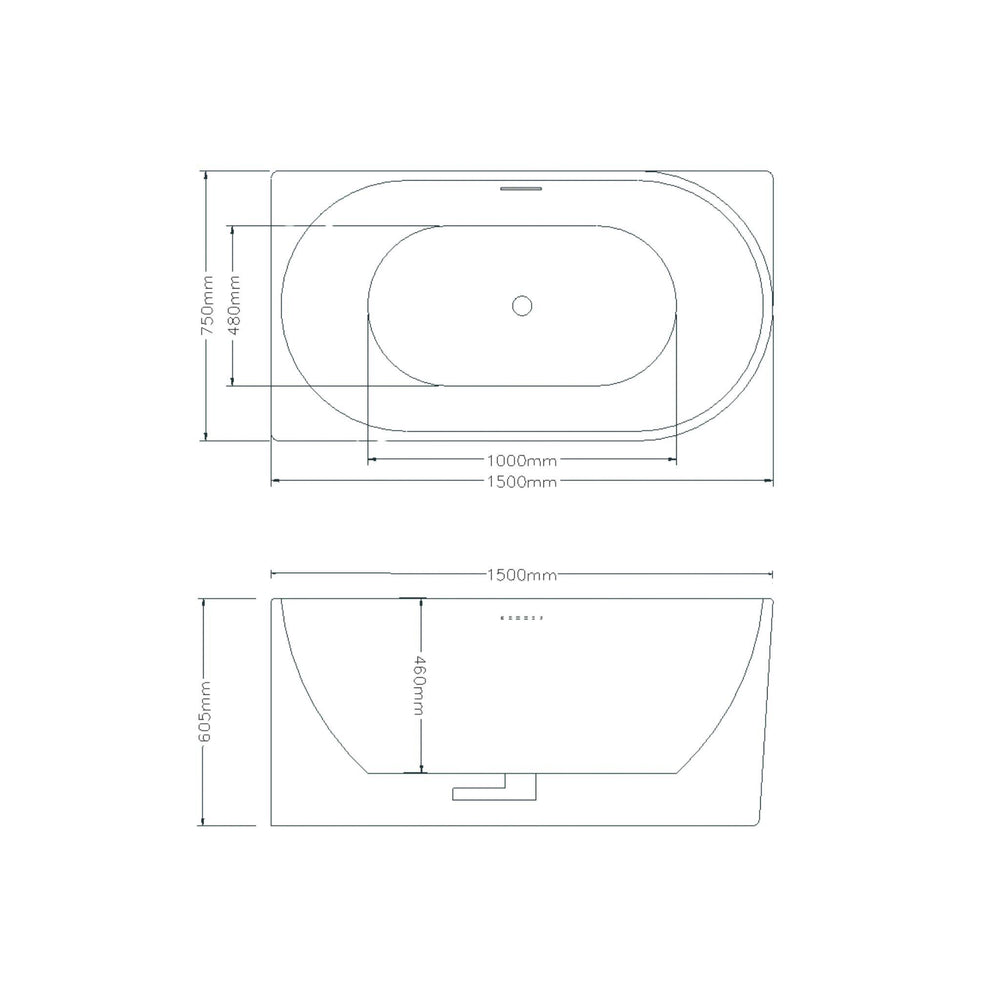 LUKKA BINGIE SKIRT LEFT CORNER BATHTUB OVERFLOW GLOSS WHITE (AVAILABLE IN 1400MM, 1500MM AND 1700MM)