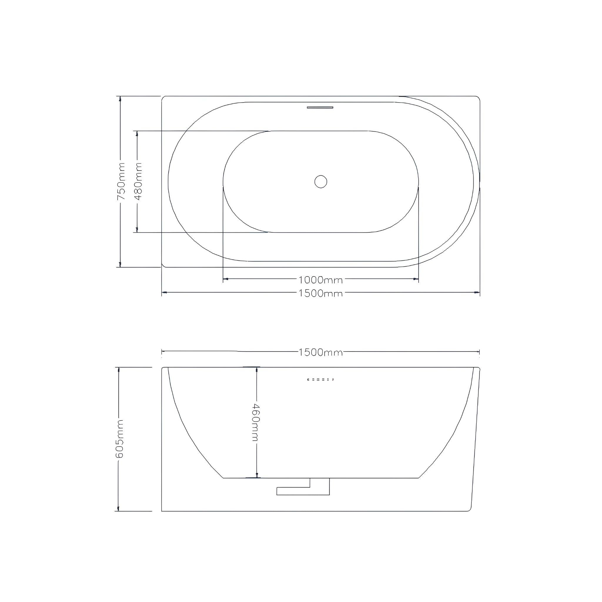 LUKKA BINGIE SKIRT LEFT CORNER BATHTUB OVERFLOW MATTE WHITE (AVAILABLE IN 1400MM, 1500MM AND 1700MM)