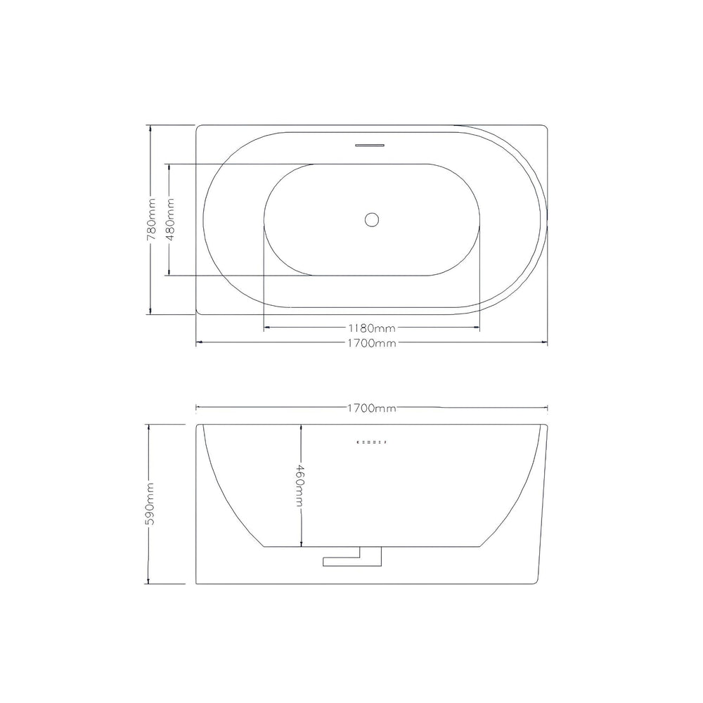 LUKKA BINGIE SKIRT LEFT CORNER BATHTUB OVERFLOW MATTE WHITE (AVAILABLE IN 1400MM, 1500MM AND 1700MM)