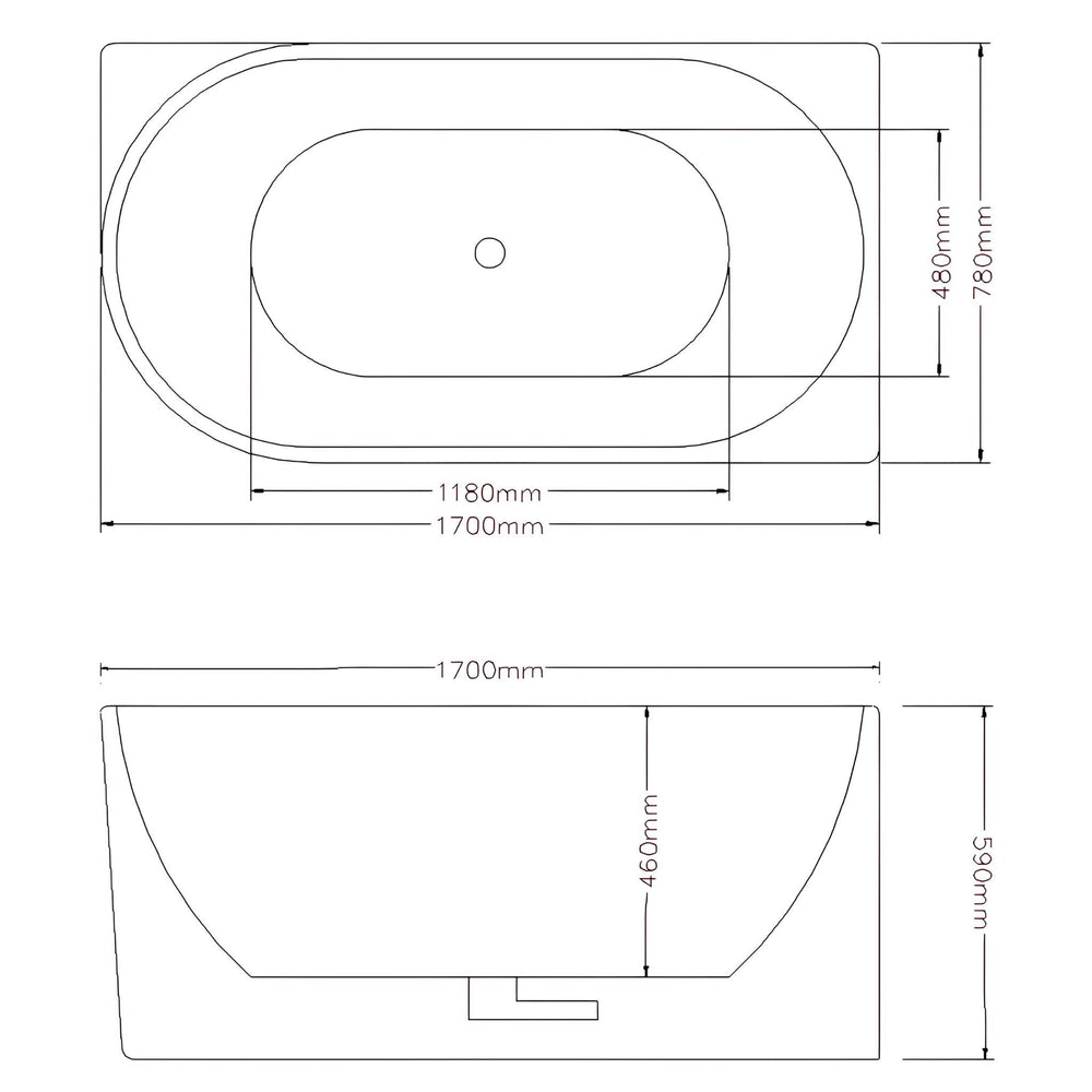 LUKKA BINGIE SKIRT RIGHT CORNER BATHTUB GLOSS WHITE (AVAILABLE IN 1400MM, 1500MM AND 1700MM)