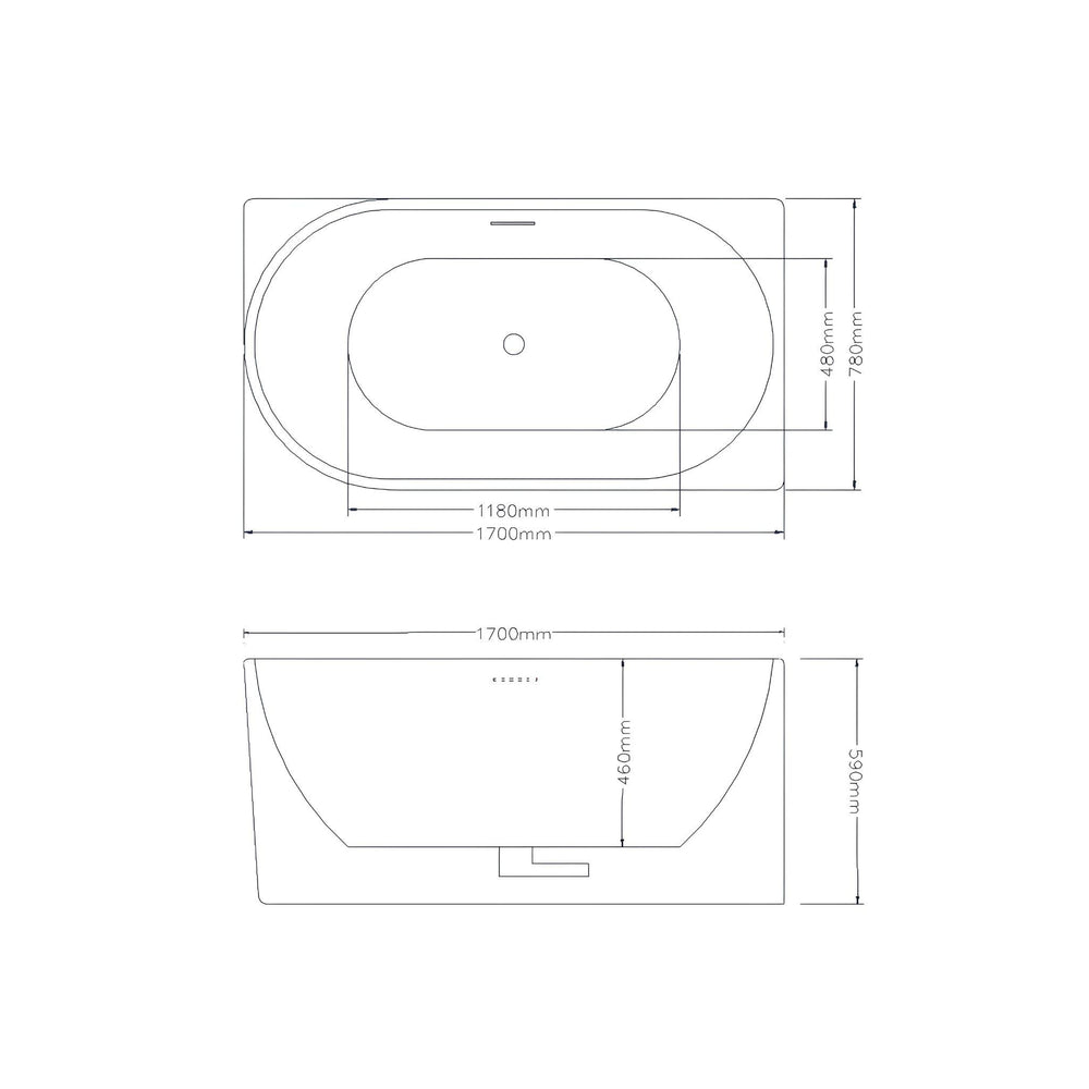 LUKKA BINGIE SKIRT RIGHT CORNER BATHTUB OVERFLOW MATTE WHITE (AVAILABLE IN 1400MM, 1500MM AND 1700MM)